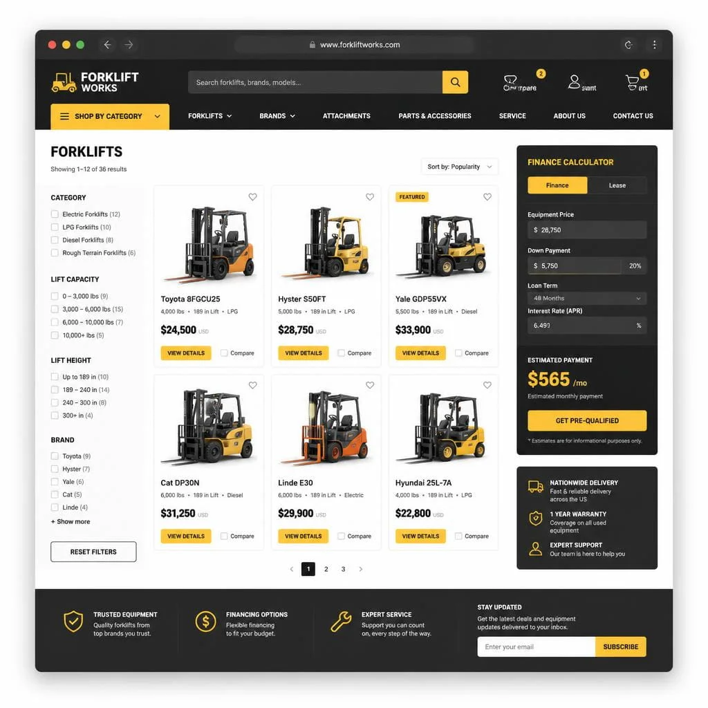 SYM Forklifts interface preview