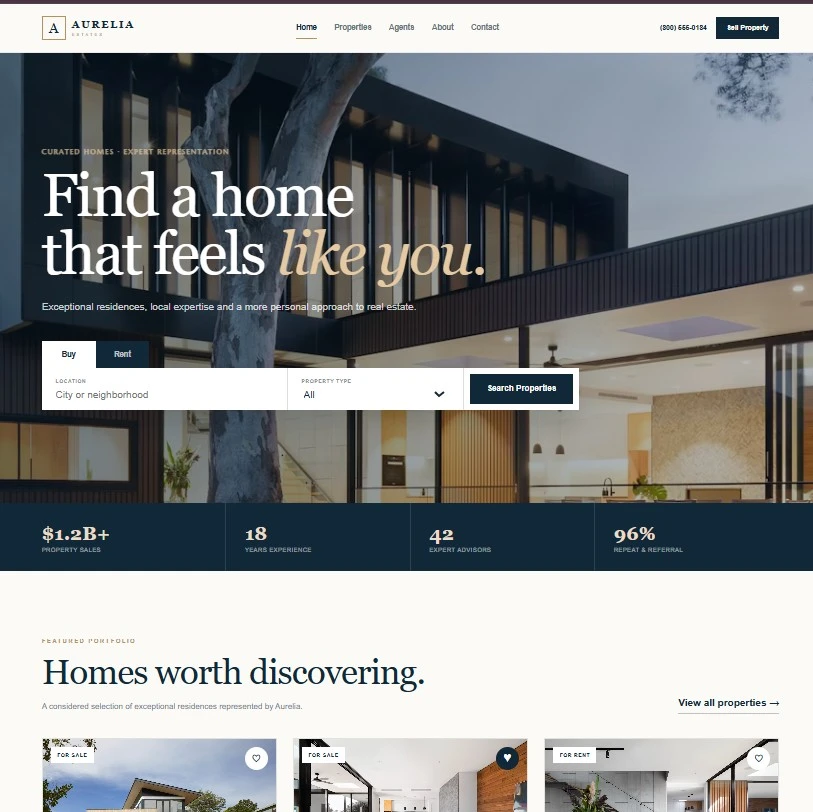 Aurelia Estates interface preview